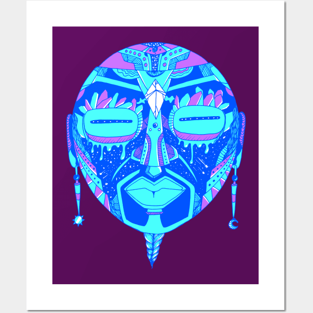 Blue African Mask 2 Wall Art by kenallouis